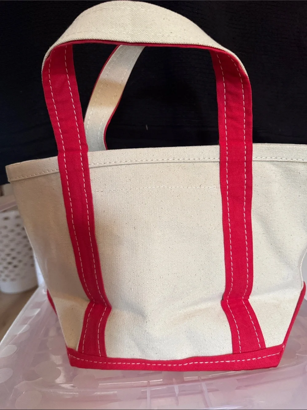Anthropologie Pink & Red beaded Lobster Canvas Tote Bag